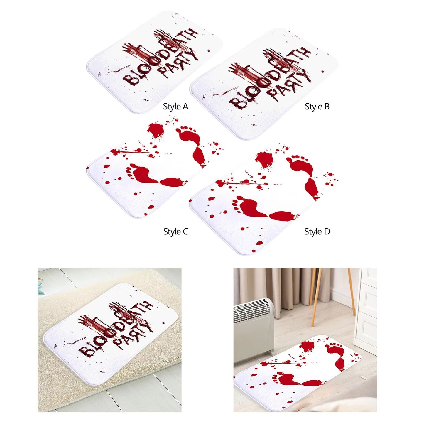 Halloween Bloody Bathroom Rug Soft Flannel Bedroom Rug Spooky Gifts Doorway Halloween Decor Halloween Home Decor Bath Mat